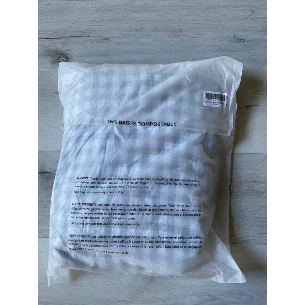Quince European Linen Gingham Duvet Cover Blue Fog Twin‎ New With Tags